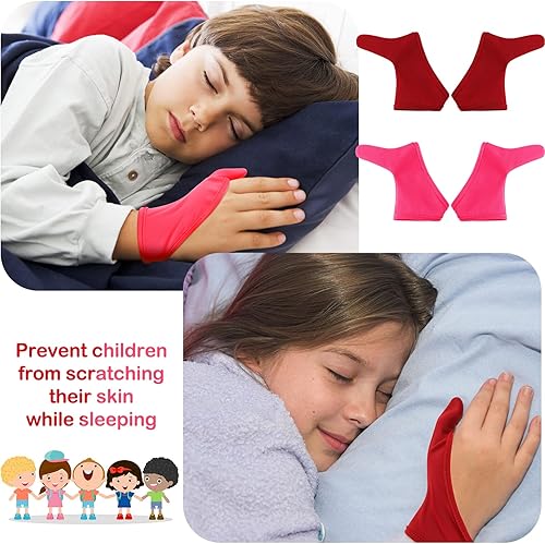 Miniatura 5 de Jiuguva 4 guantes de protección para chupar el pulgar para niños, guantes de compresión masticables transpirables para morderse las uñas, para dejar