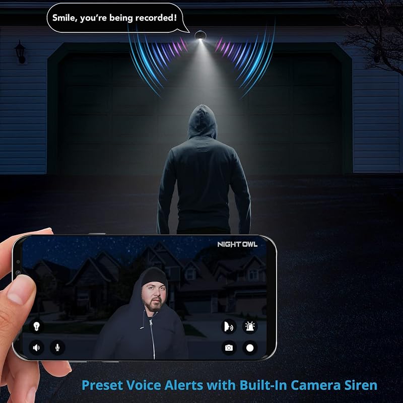 Night Owl 8-Ch Wired DVR System, 4 4K Cams, 1TB HDD, Siren | 4K Spotlight Cameras; Audio Alerts; 8-Ch DVR; Home Security System; Free Mobile App – No Monthly Fees; US-Owned & Operated image 5