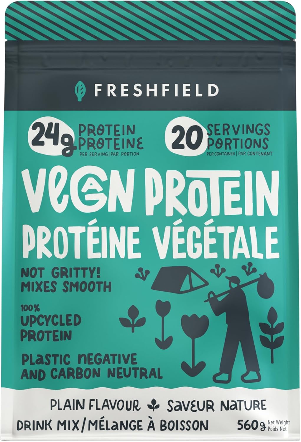 Vegan Protein Powder - Plant Based Protein, Tested for Heavy Metals, No Pea Protein, No Artificial Sweeteners, BCAAs, Carbon Neutral, Unflavoured, Good Protein for Men & Women.
