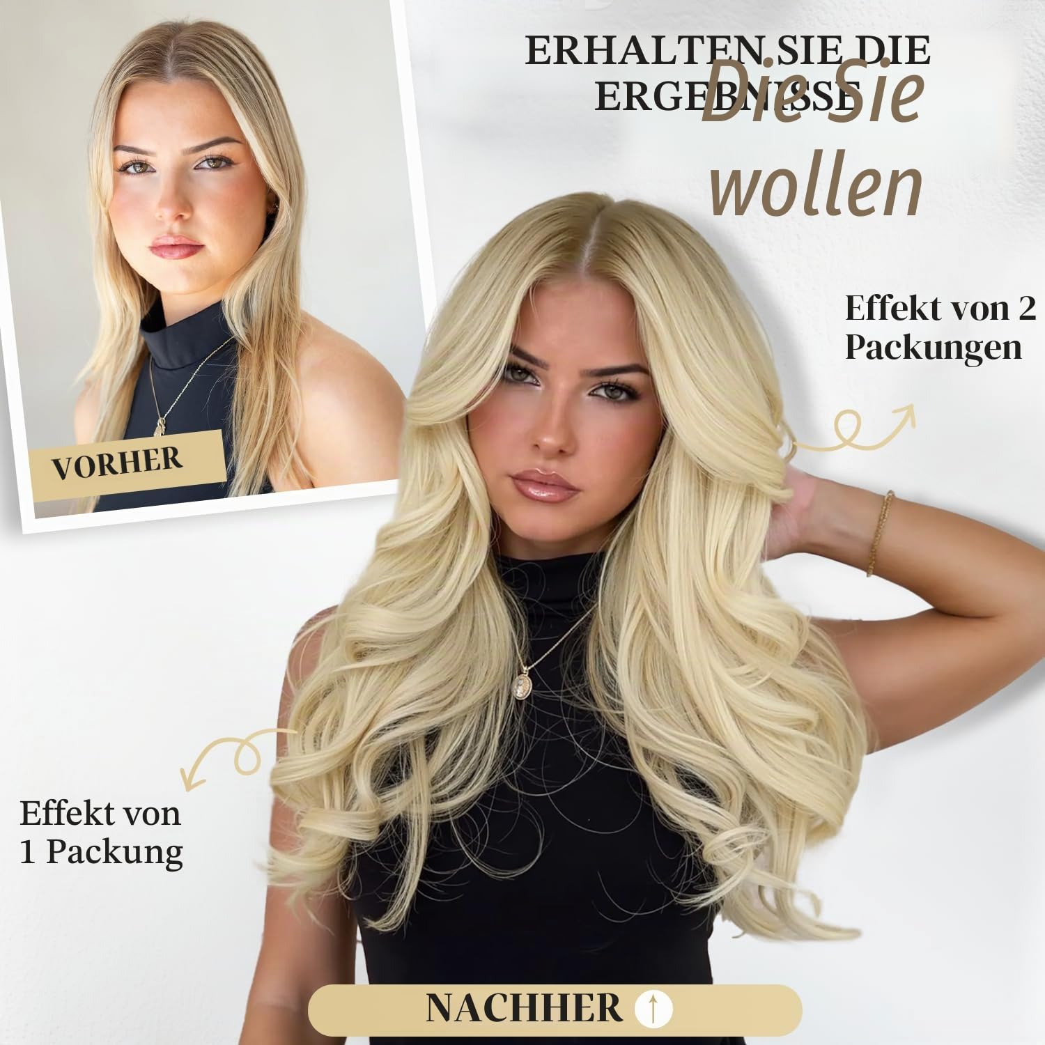 Wignee 18-Zoll-2-Teiliges Blondes Echthaar Mit Schmetterlingseinschlag | OVO Remy-Echthaar, Aschblondes Highlight, Gebleichtes Blond, Nahtloses Highlight Mit Handgebundenem, Unsichtbarem Mikroloch