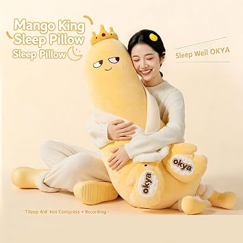 Okya Hugging Pillow, Eggplant Mango King Hugging Pillow, Mango Throw Pillows With Bluetooth Recording and Heating, EggplantDoll Sleeping Pillow Doll for Adults (Standard-A,120CM)