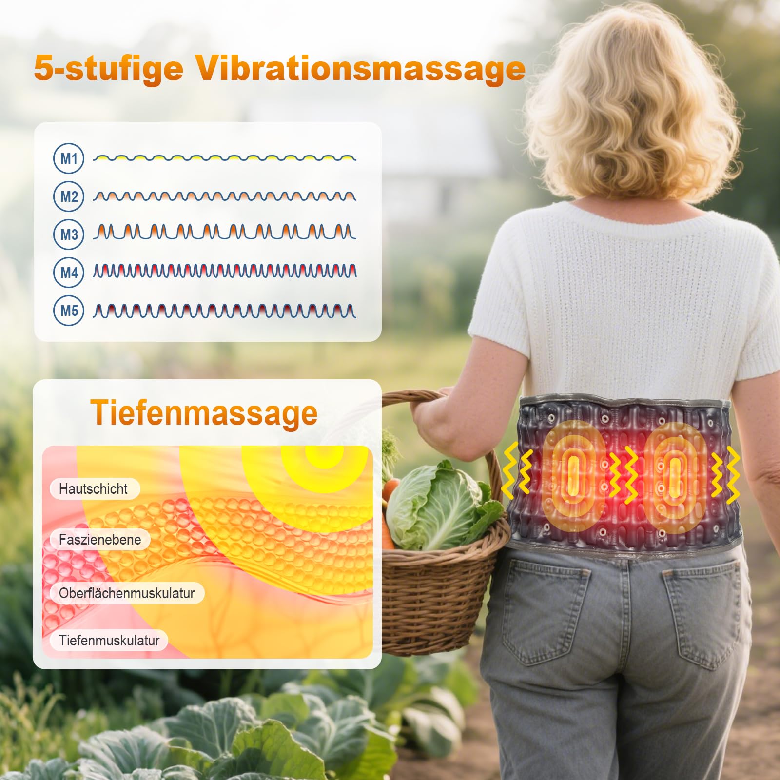 HONGJING Beheizter Dekompressions-Rückengurt mit Rotlicht-Heizung & Massage, Aufblasbare Lendenwirbelstütze für Schmerzen im unteren Rückenbereich, Passend für 29-49 Taille, blau