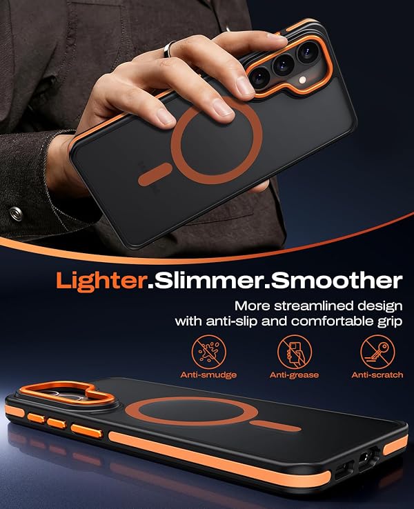 BENTOBEN Magnetic for Samsung Galaxy S26 Plus Case 2026 [Compatible with Magsafe] [Military-Grade Protection] Matte Colorful Anti-Slip Women Men Phone Cases for Samsung S26 Plus 6.7", Orange/Black by BENTOBEN - Used condition - Image 8