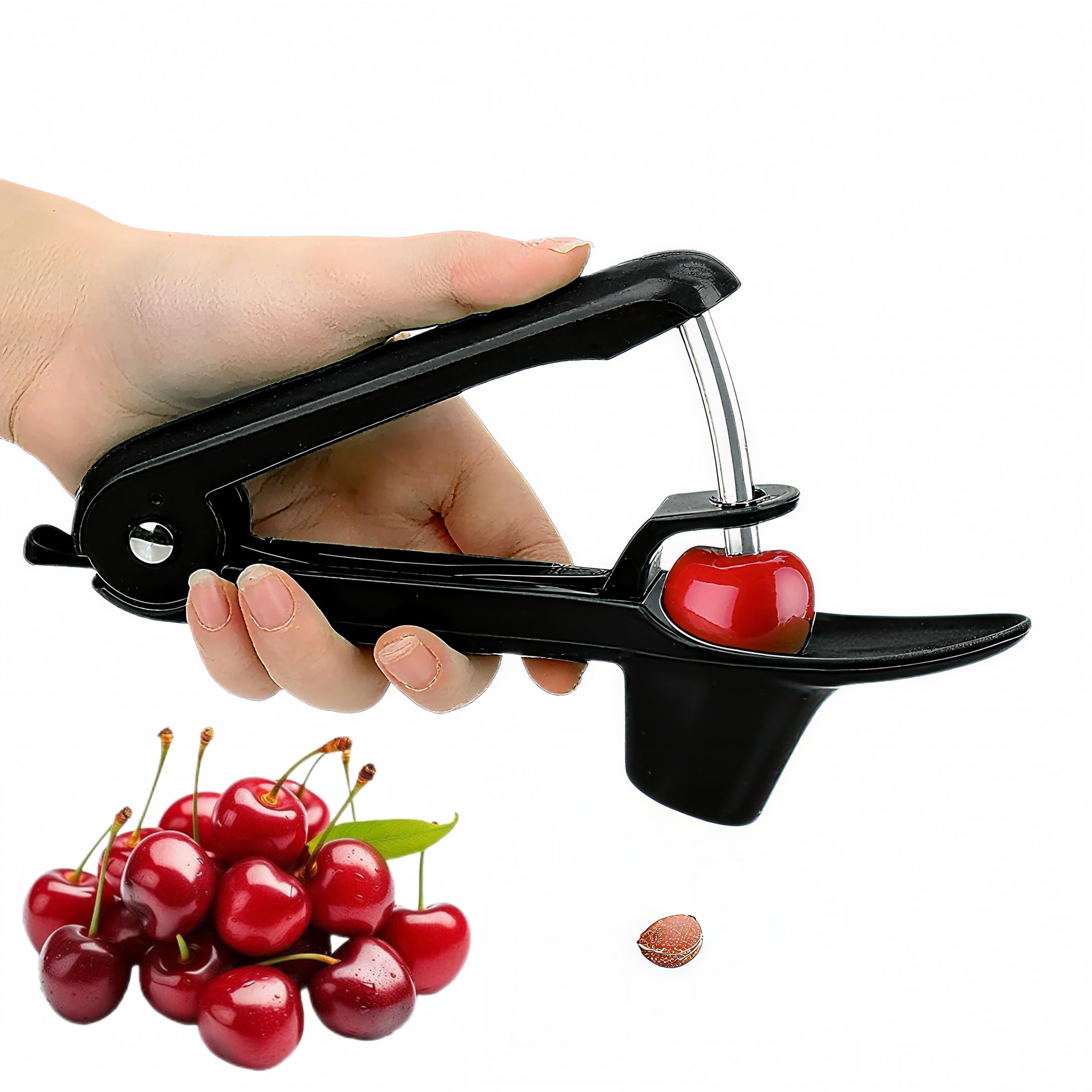 BAISEBAOFU Cherry Pitter, Stainless Steel Core Remover with Plastic Handle, Easy to Use for Cherry Processing, Kitchen Gadget