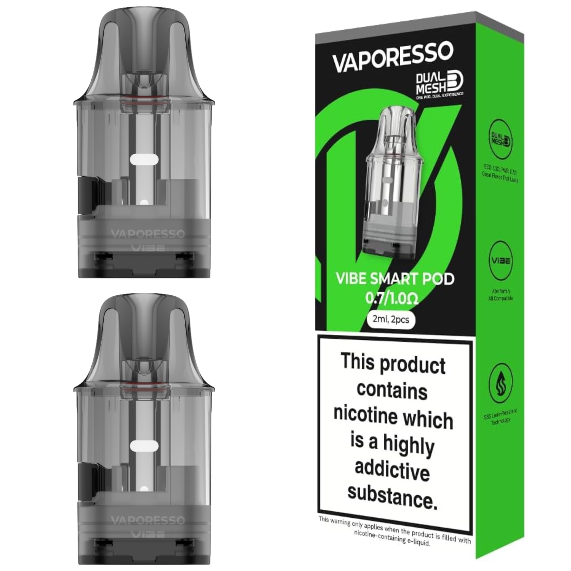 vaporesso vibe pods Built-in Dual Mesh Smart Pods for Vibe Series Kits - Available in 0.6/0.8Ω, 0.7/1.0Ω - 2ml - Pack of 2 Flavor:Sour Berry BG (Cosmic Edition) SMOK Vape Pen 22 Passion Fruit