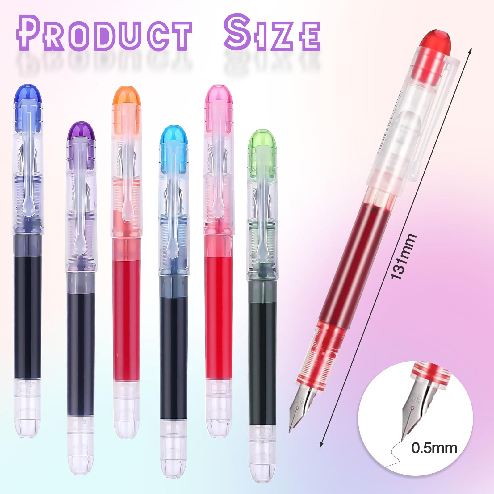 VEGCOO 14 Pcs Colorful Disposable Fountain Pens - Image 2