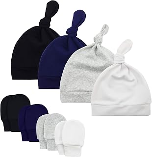 Baby Boy Hat and Mitten Set Knot Baby Beanie for Boys Newborn Hat Winter Infant Caps