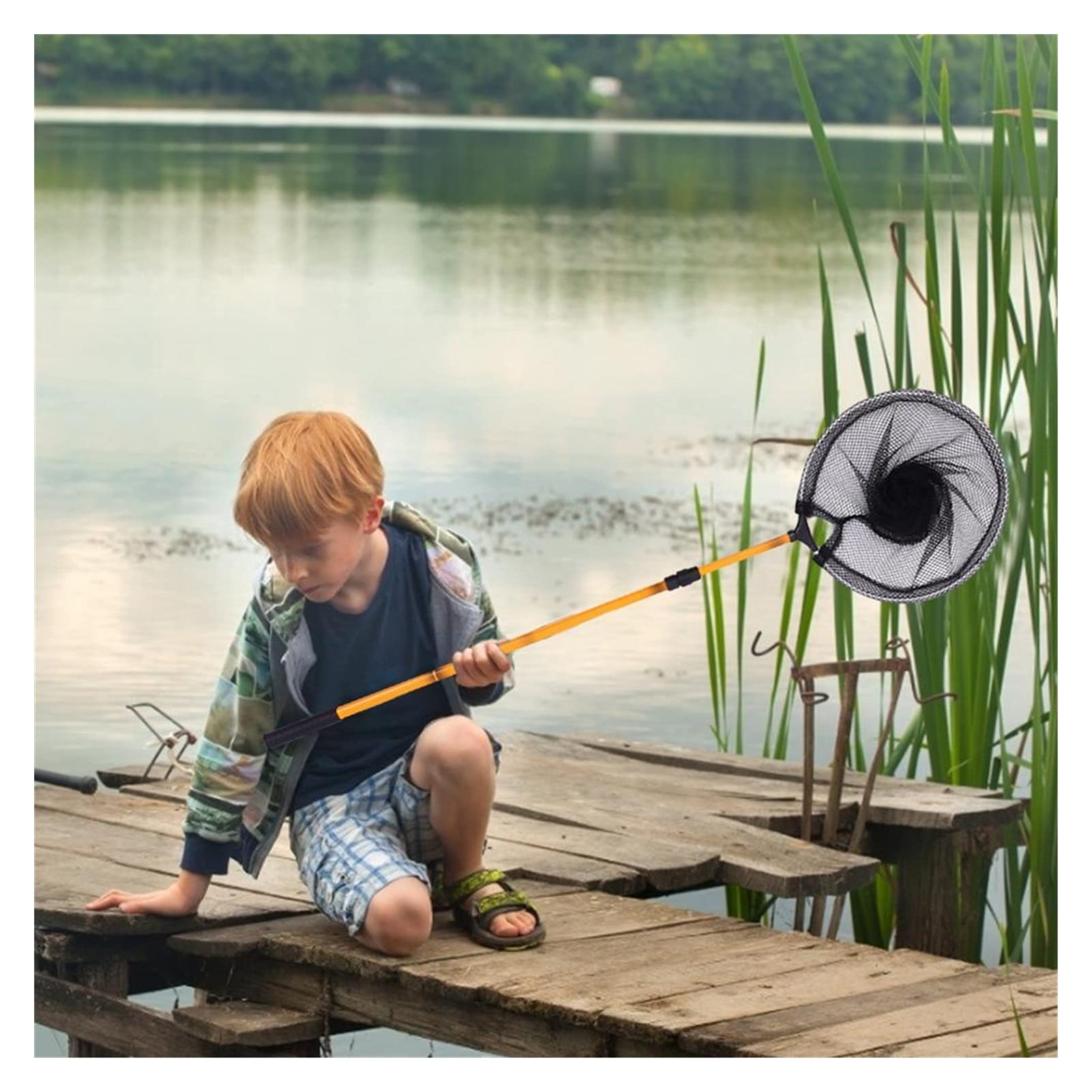 Epuisette Filet de pêche for enfants avec poignée télescopique insecte papillon filet d'aluminium aluminium poisson poisson poisson d'atterrissage filet extérieure attrapant poisson poisson poisson Fi