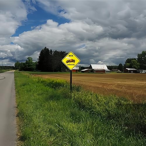 Miniatura 4 de Letrero de cruz de abeja, 12 x 12 pulgadas, letrero reflectante de aluminio libre de óxido, protección UV y resistente a la intemperie