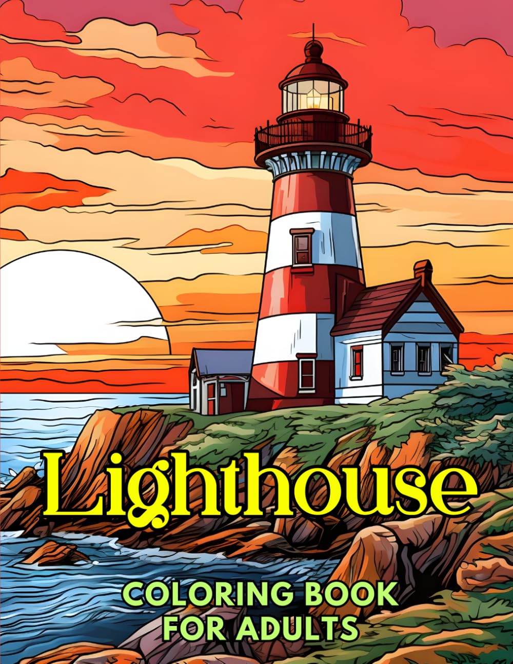 Lighthouse: Coloring Book for Adults: Grayscale Images (Grayscale Coloring Books for Adults)