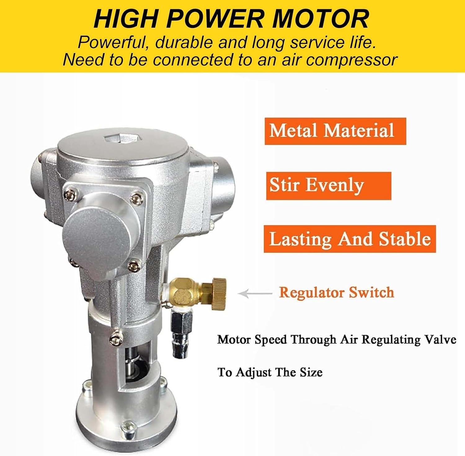 IBC Tank Air Agitator, 1000L Tank Pneumatic Stirring Machine,Horizontal Pneumatic Paint Mixer, with Adjustable stainless steel bracket(3/4Horsepower)