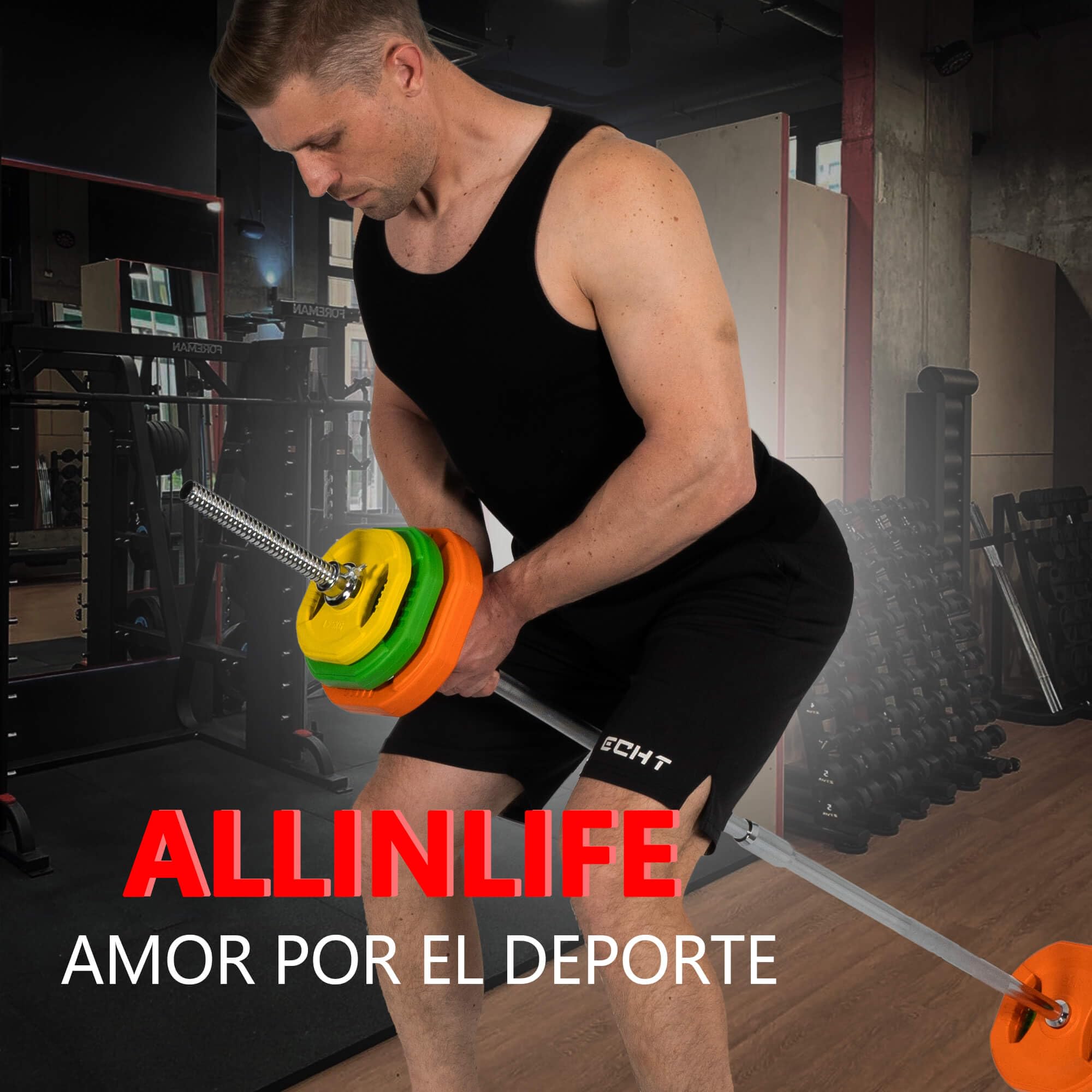 ALLINLIFE Barra de Pesas 180/220cm, Barra Recta Desmontable 25/28mm de Diámetro cromado, 2 Tuerca, Acero Resistente, Agarre Antideslizante, Barra de Levantamiento de Pesas, Barra Olímpica en Gym Casa