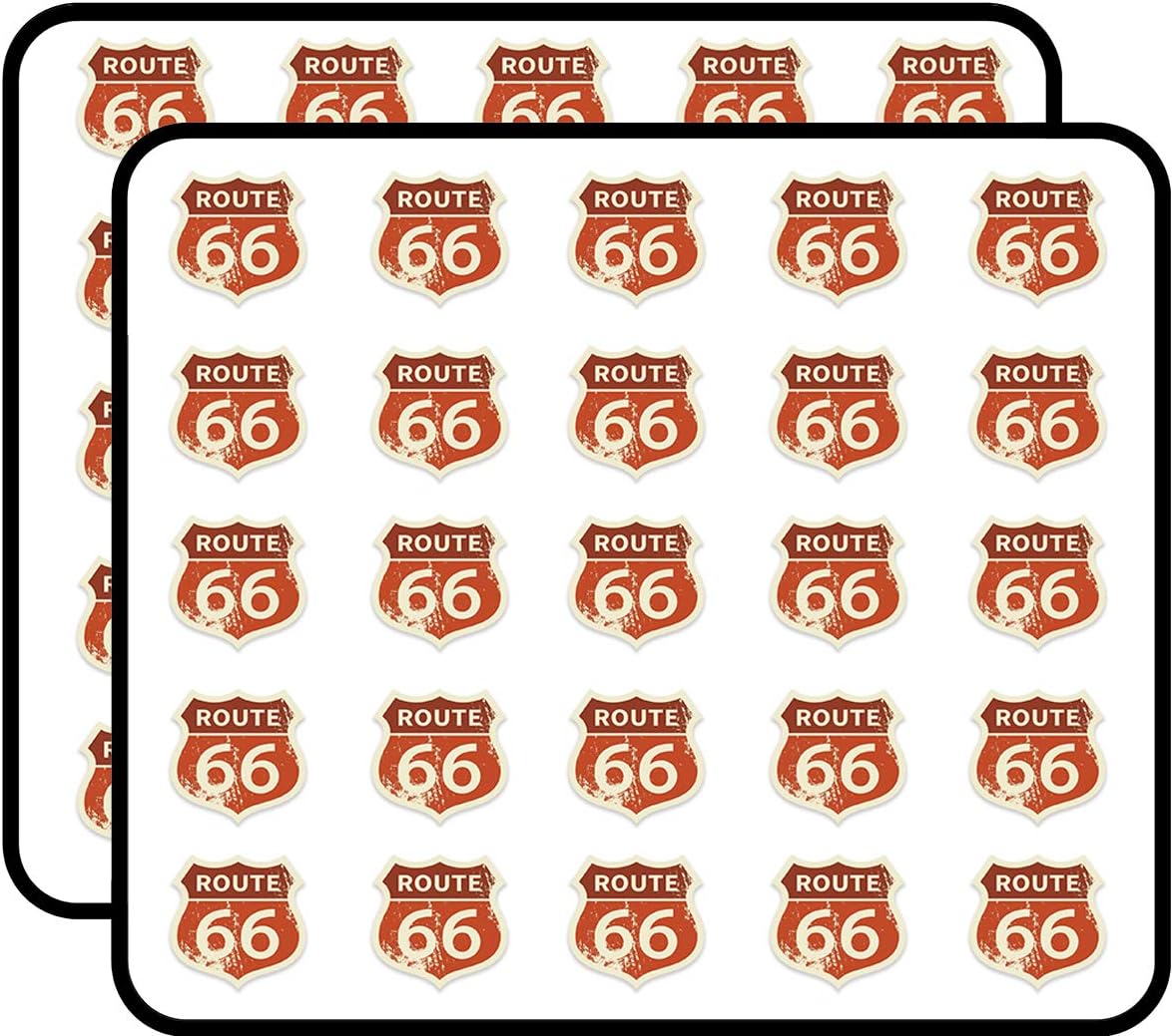 Route 66 Sticker for Scrapbooking Waterproof Vinyl Stickers for Water Bottle, Laptop & Phone Case 50 Pack