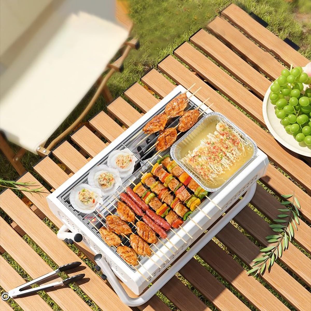 Grill Barbecue Pieghevole Barbecue A Carbone Portatile, Griglia A Carbone Da Balcone, Piccolo Grill Da Tavolo All'aperto Per Campeggio, Picnic, Giardino, Spiaggia, Festa (Color : /Black)