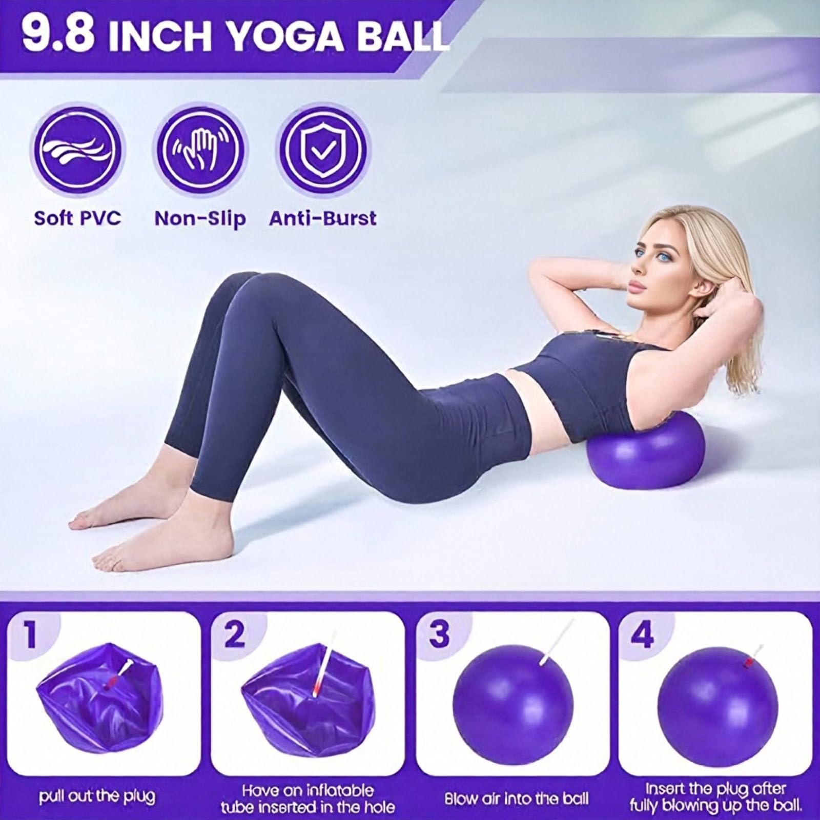 Ensemble d'équipement de pilates 13 pièces, kit de pilates à domicile pour femme – Anneau de Pilates, mini ballon, bandes de résistance et accessoires – Ensemble d'équipement Pilates pour force et