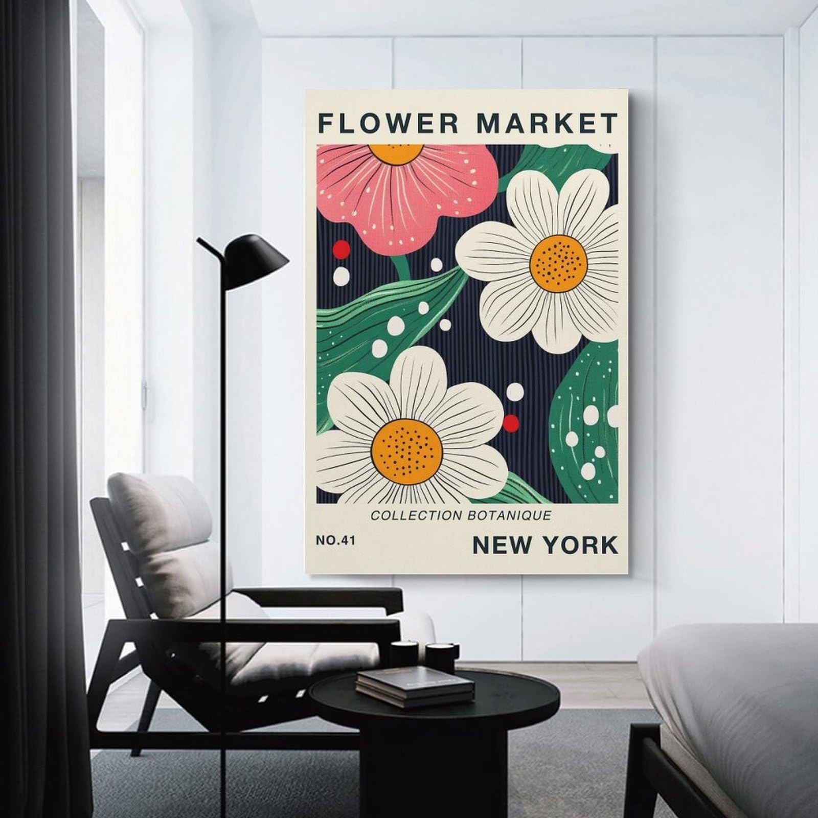 Junmoney Unframe-Style-12 Flower Market New York Travel Poster Home Decor Wall Art 24X36inch(60X90cm), For Lounge, Study, Hallway Or Flat Walls, Stylish Home Artwork For Focal Walls