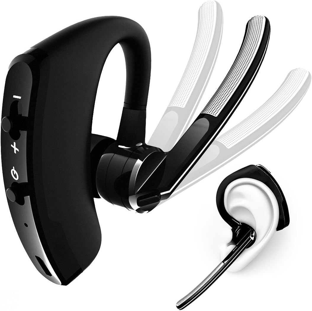 Wireless Bluetooth Headset,Truly Smart Bluetooth V4.2 Earphones with Microphone Charging Box Noise Cancelling Waterproof Mini Bluetooth Headphones for iPhone Samsung Bluetooth Devices(Black) (Black)