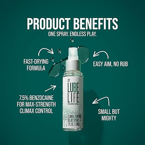 Miniatura 4 de LubeLife Climax Control Delay Spray, desensibilizador genital masculino con ingrediente activo benzocaína para mantenerte duradero más tiempo