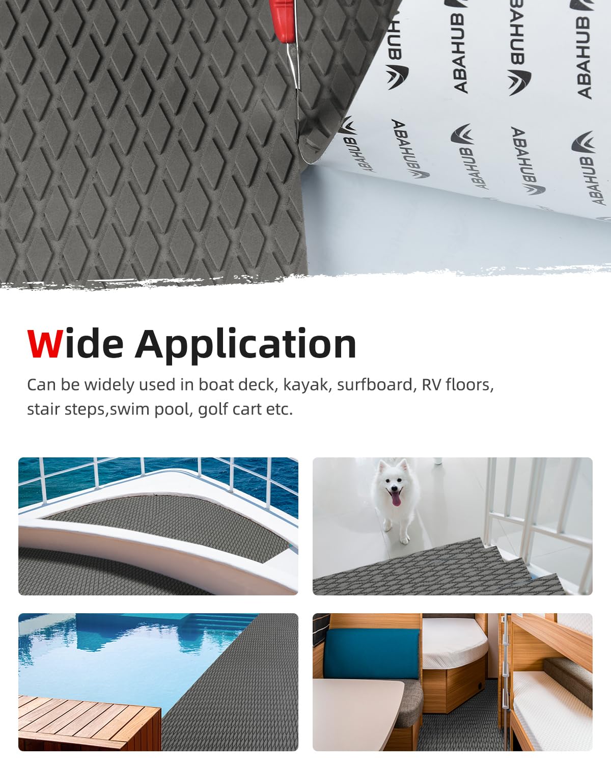 Abahub Boat Fitting Eva Foam Autoadesivi Pavimentazione Tavola da Surf Antiscivolo Tappetino di Trazione Tappetino per Presa Tappetino Decking Barche Pavimento per Yacht SUP Paddleboard Kayak