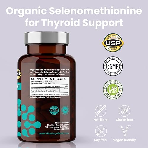 Miniatura 2 de Miss Lizzy ThyroConvert - Selenometionina orgánica para una función hepática saludable y conversión de hormona tiroidea T4 a T3 para aumentar el