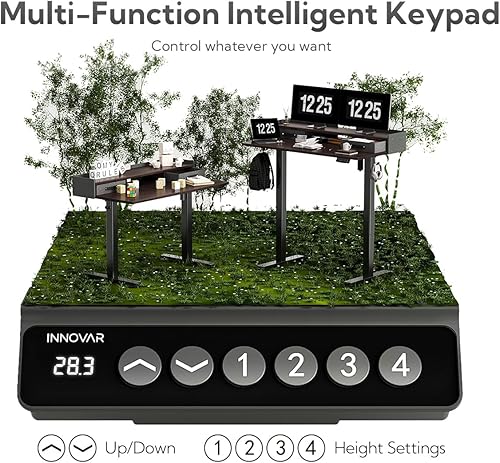 Miniatura 9 de INNOVAR Escritorio de pie con cajones, escritorio de bambú de 48 x 24 pulgadas con estante de almacenamiento, escritorio eléctrico para oficina en