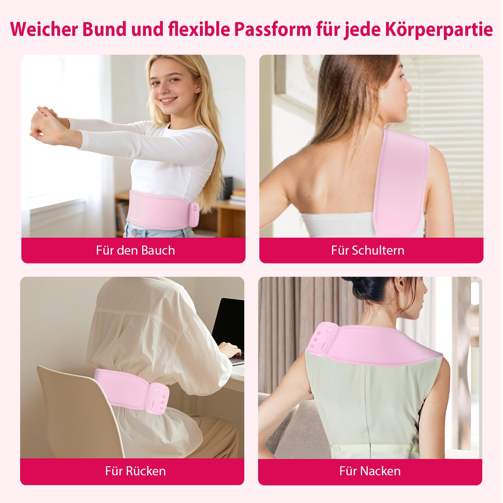 5000 mAh Akku-Wärmegürtel Periode: Große 400 cm² kabellose Heizkissen/Wärmegürtel mit USB, Wärmegürtel Rücken Akku Menstruations Bauchwärmer Rückenwärmer –Geschenk für Frauen & Mütter, Mama