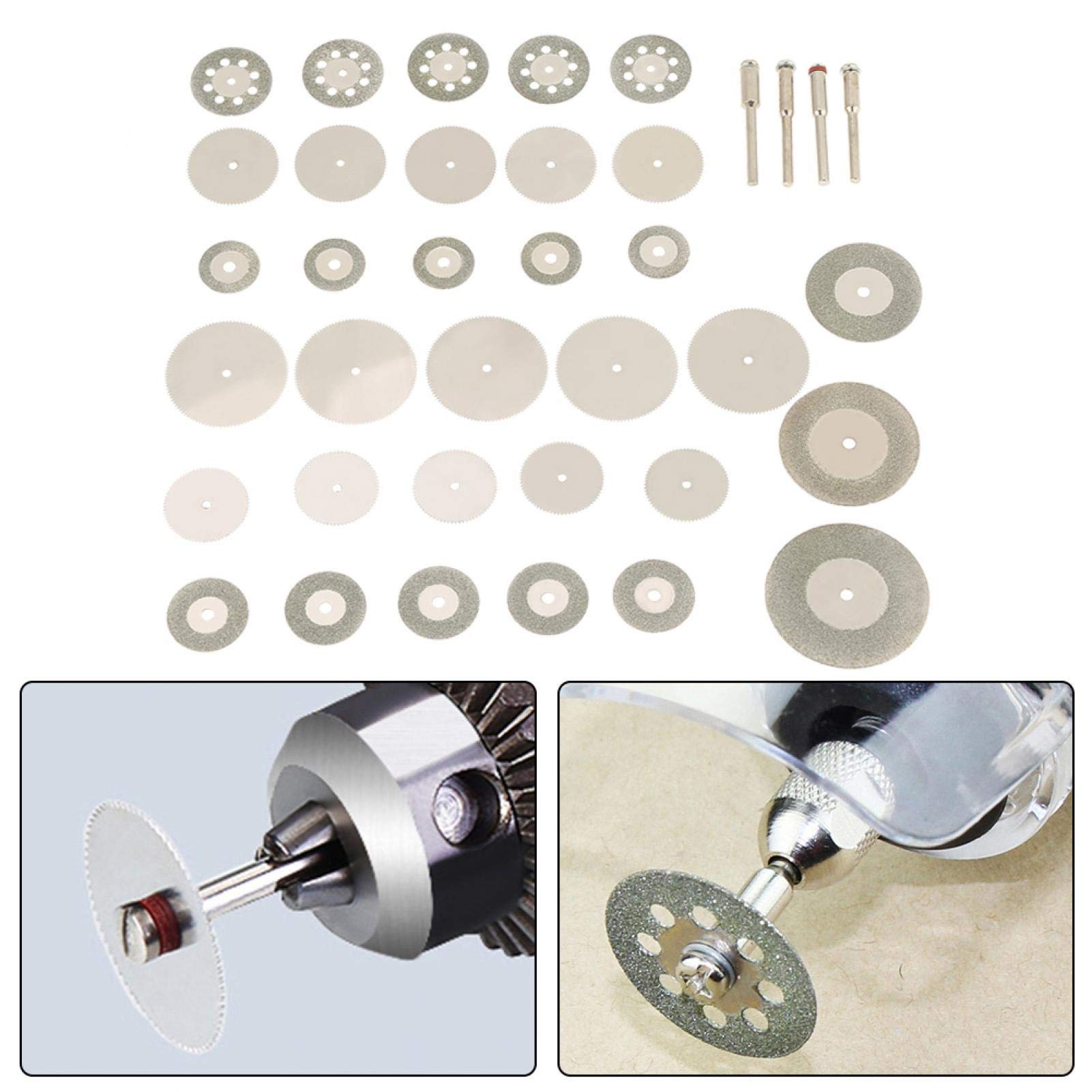 37pcs Diamond Cutting Disc Set With Mandrels For Rotary Tools - Cut Glass, Tile, Stone