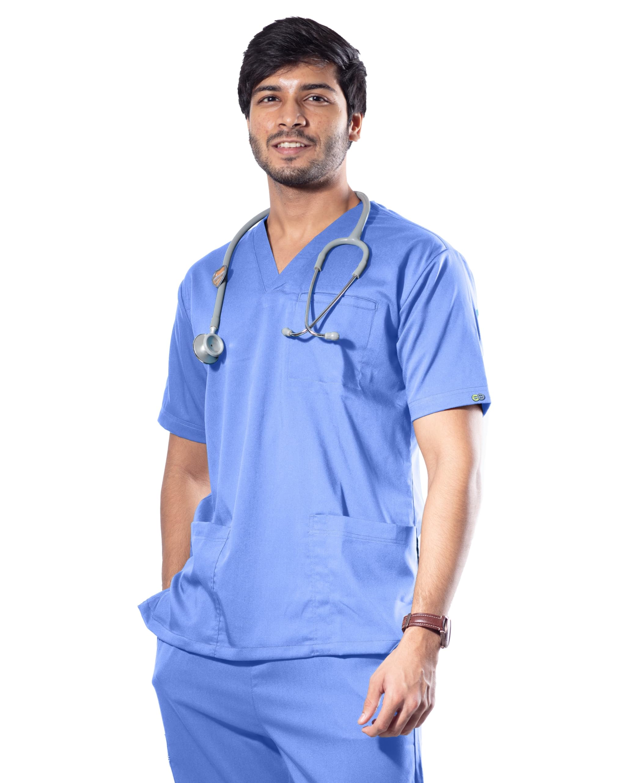UNIFORM CRAFT UC Stretch Men’s Stretchable Scrub Top | 4 Pockets, 2-Way Stretch || for Doctors, Dentists, Vets