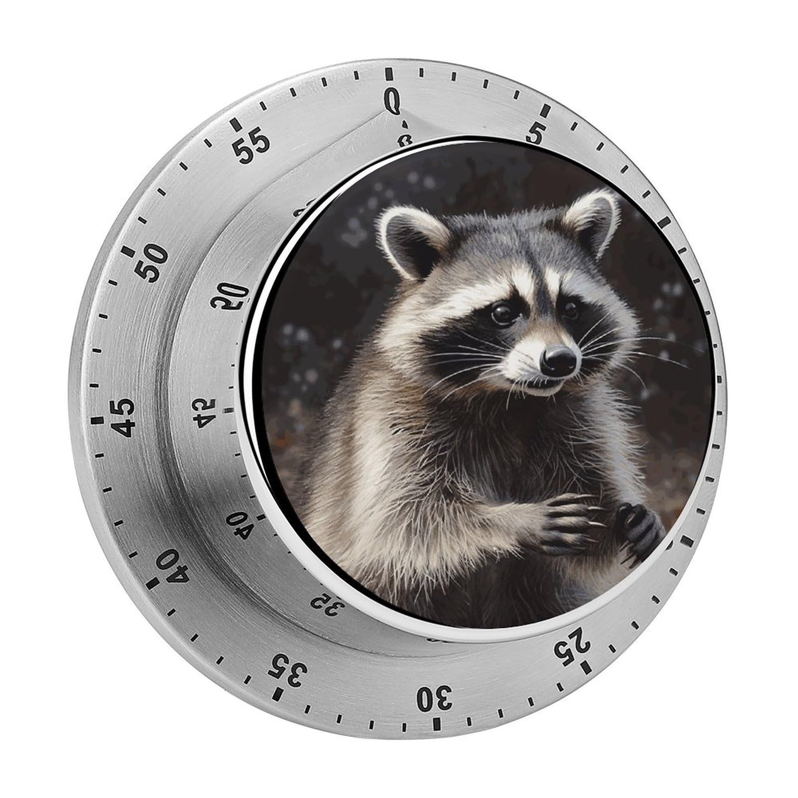 Raccoon Timer Exquisite Stainless Steel Magnetic Timers Waterproof Durable Mechanical Countdown Countup for Loud Alarm for Baking Grilling Studying