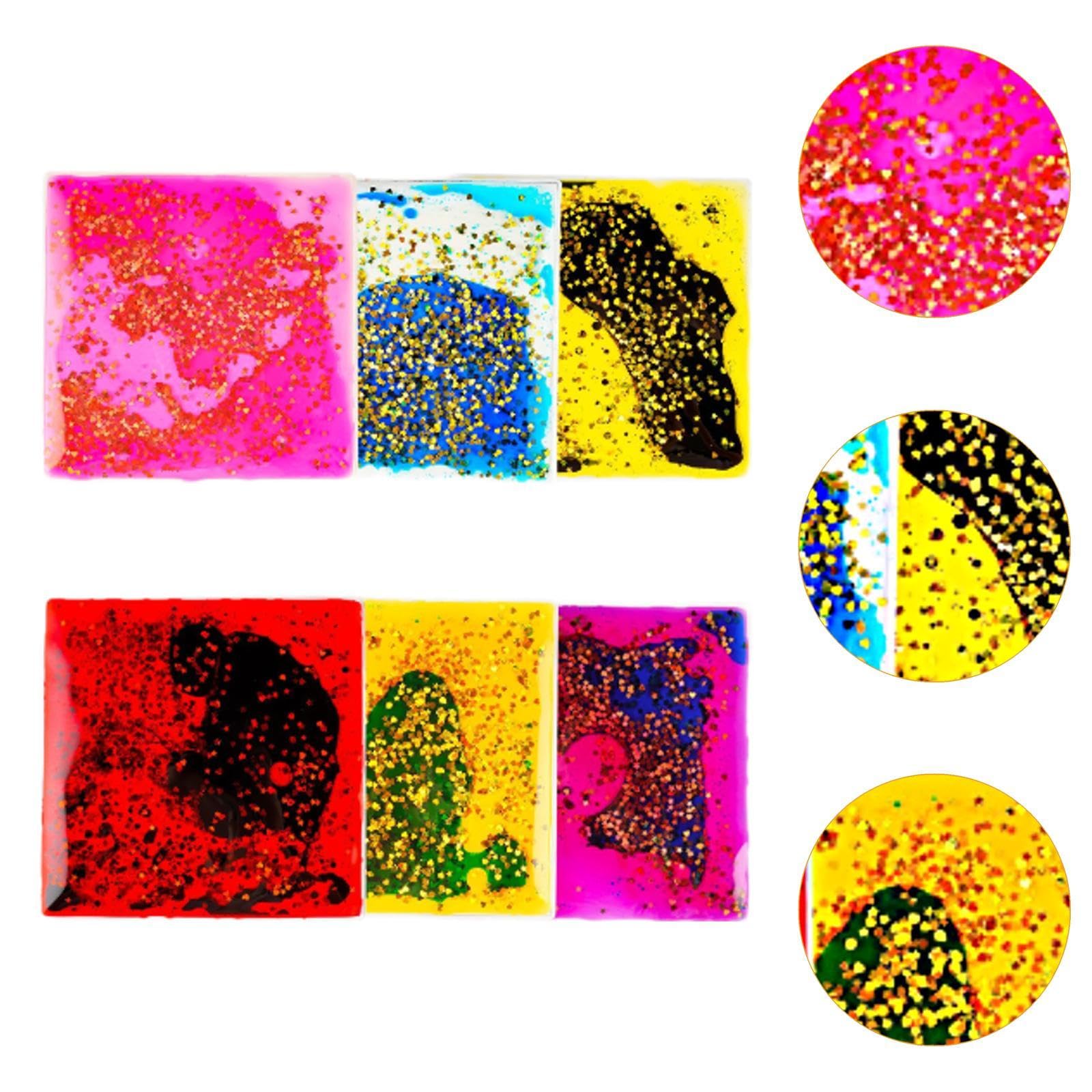 6 Stück Sensory Gel Liquid Spielzeug für Kinder mit Weicher TPU Beschaffenheit Fidget Flüssigkeitsbewegung Spielmatte Wasser Aktivitätspad Visuelle Un, Quadrat