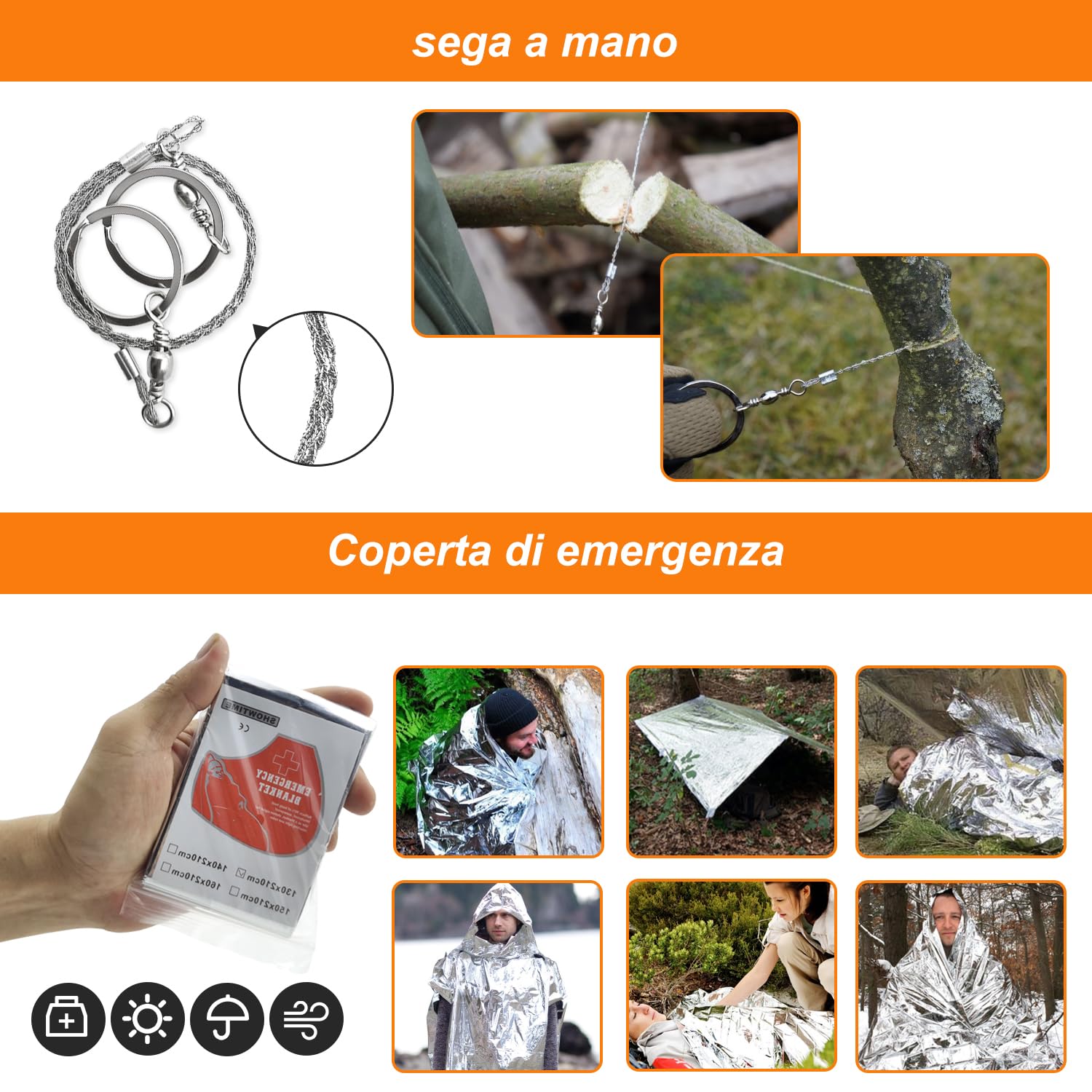 Kit di sopravvivenza, Kit di emergenza professionale, attrezzatura di sopravvivenza per campeggio all'aperto, avventure, escursionismo, caccia, pesca, uomini, papà