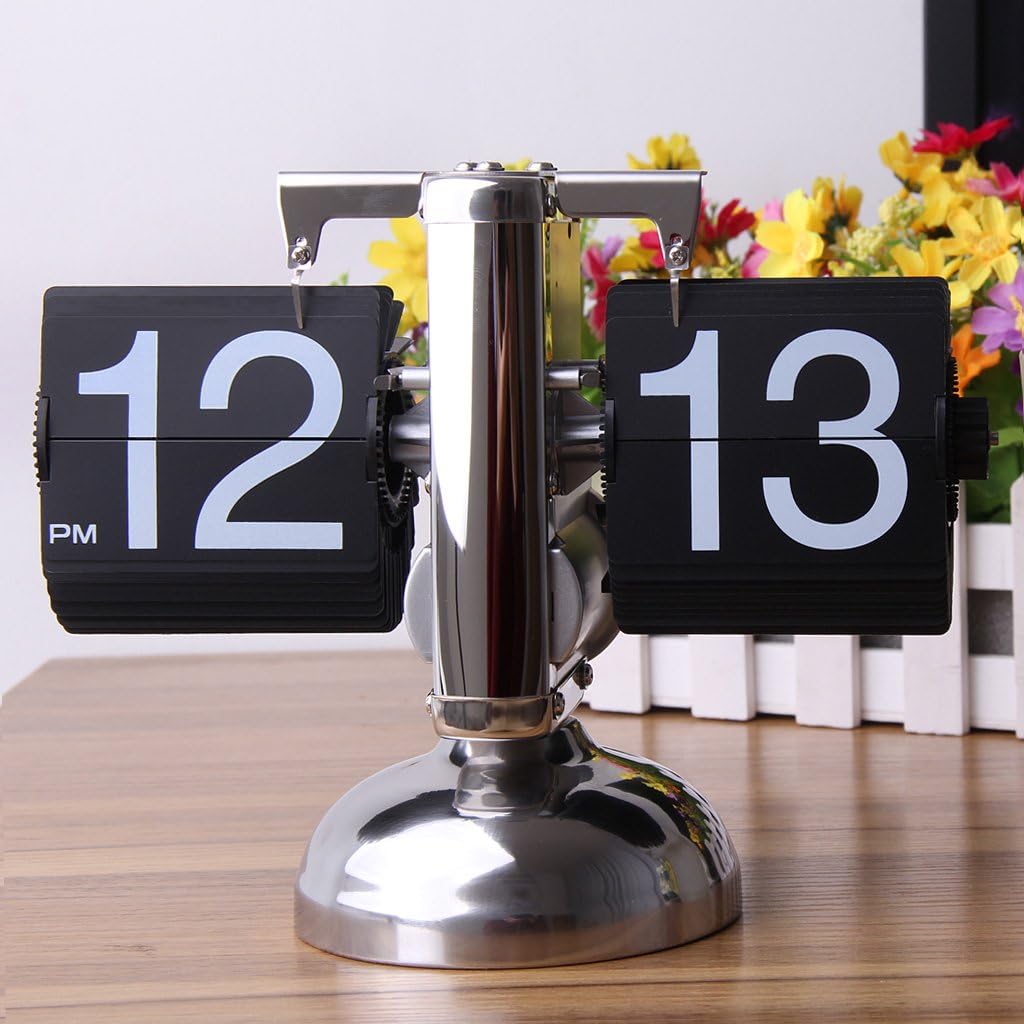 Internal Retro Flip Down Clock Retro Digital Flip down Page Gear Operated desk Clock