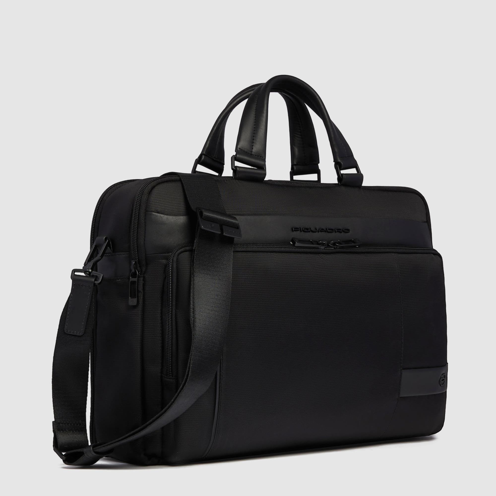 PIQUADRO – Borsa da Lavoro – Porta PC 15,6" - In Pelle e Tessuto – Uomo