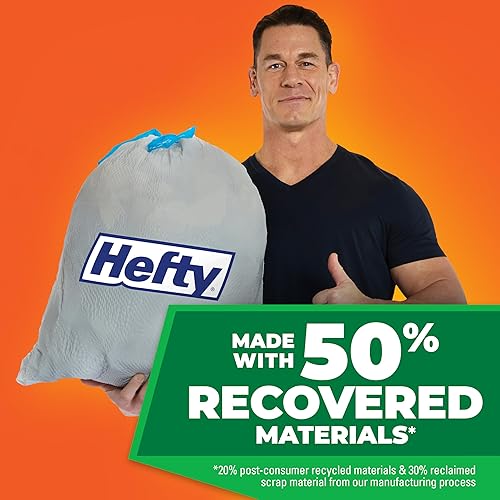Miniatura 2 de Hefty Ultra fuerte fabricado con 50% materiales recuperados* bolsas de basura altas para cocina, gris, sin perfume, 13 galones, 110 unidades