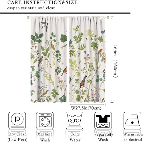 Miniatura 589 de Retro 70s Floral Blackout Window Curtains, Watercolor Flower Plant Rustic Modern Style Pattern Window Drapes, for Bedroom Living Room 42x45in 2