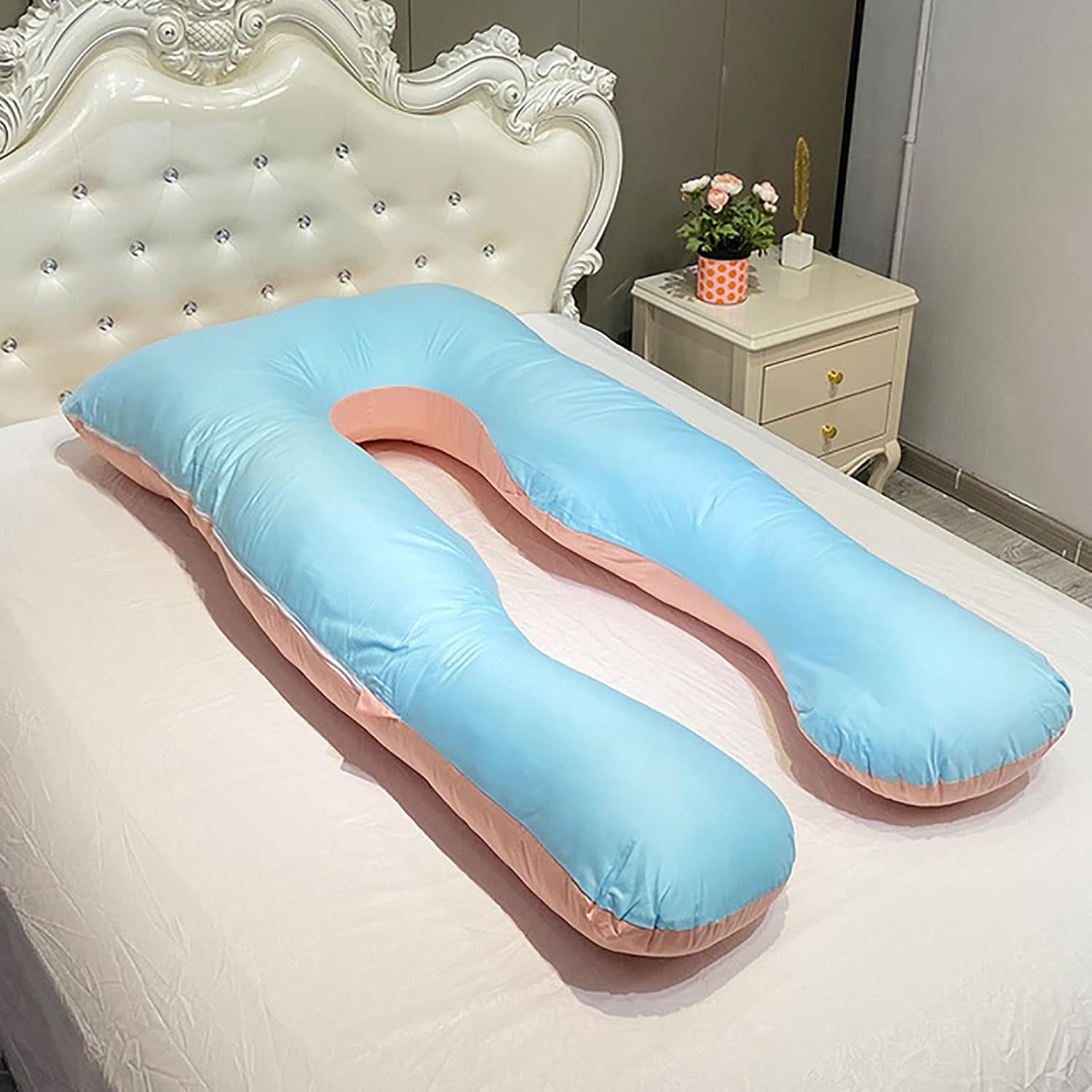 Maternity Pillowcase U-Shaped Replaceable Pillowcase 100% Velvet Double Zipper Stretch Fabric Super Soft
