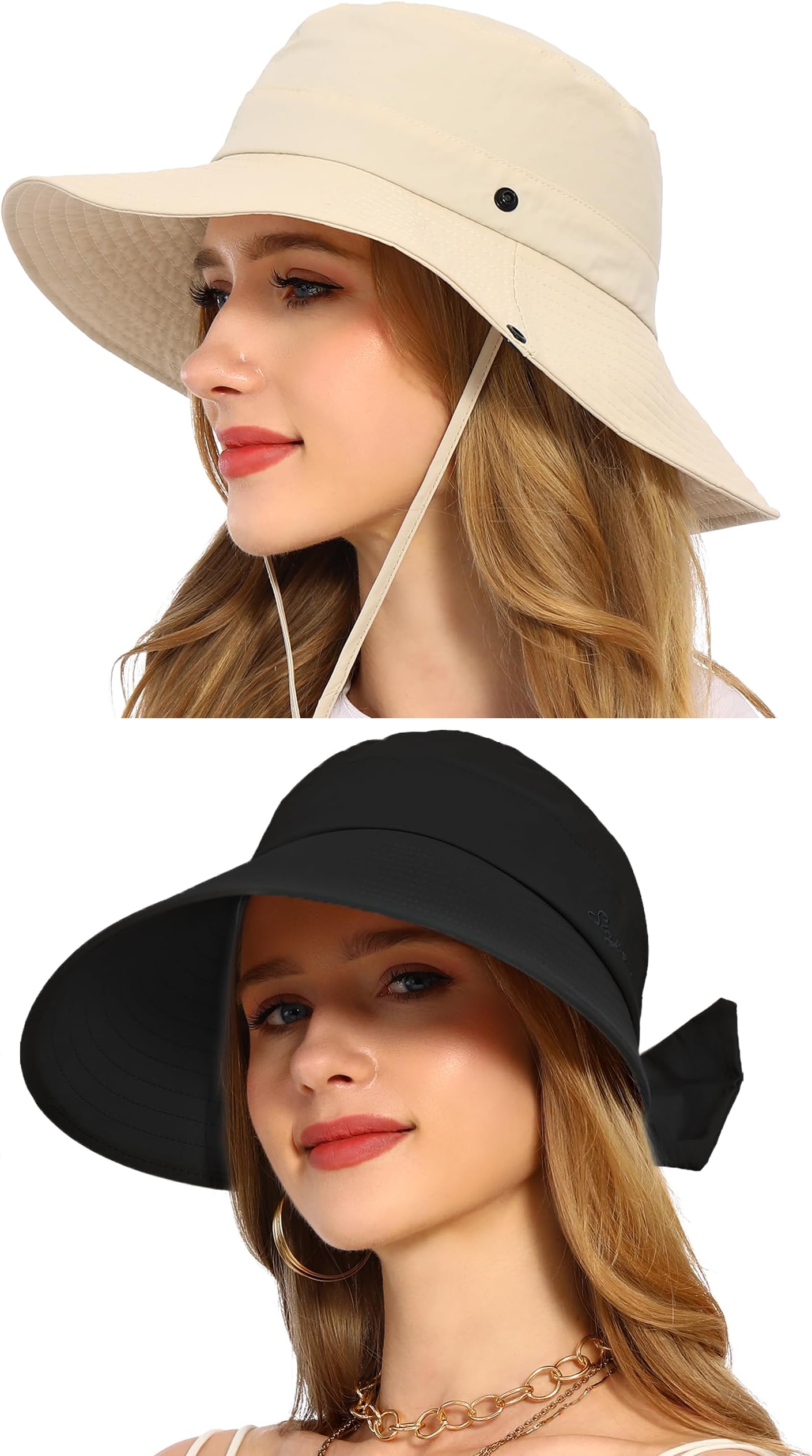 Wide Brim Waterproof Beach Bucket Hats for Women and Men and Womens Wide Brim Visor UV Protection Hat for Beach Summer