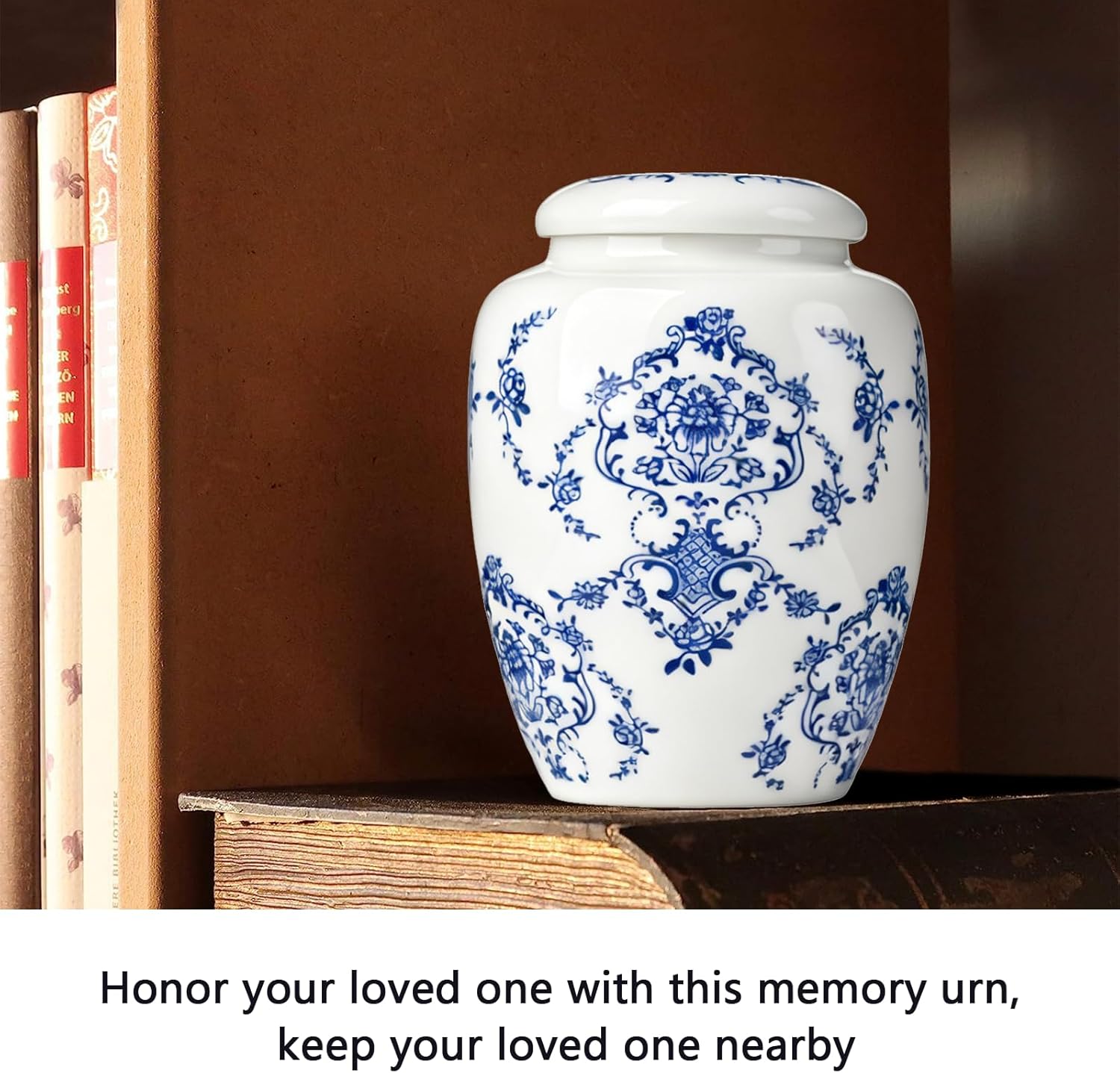 Small Urn for Human Ashes - Blue and White Ceramic Keepsake Cremation Urns, Chinoiserie Urn with Exquisite Box for Women Men Pet(Up to 20 Cubic Inches) - Image 6