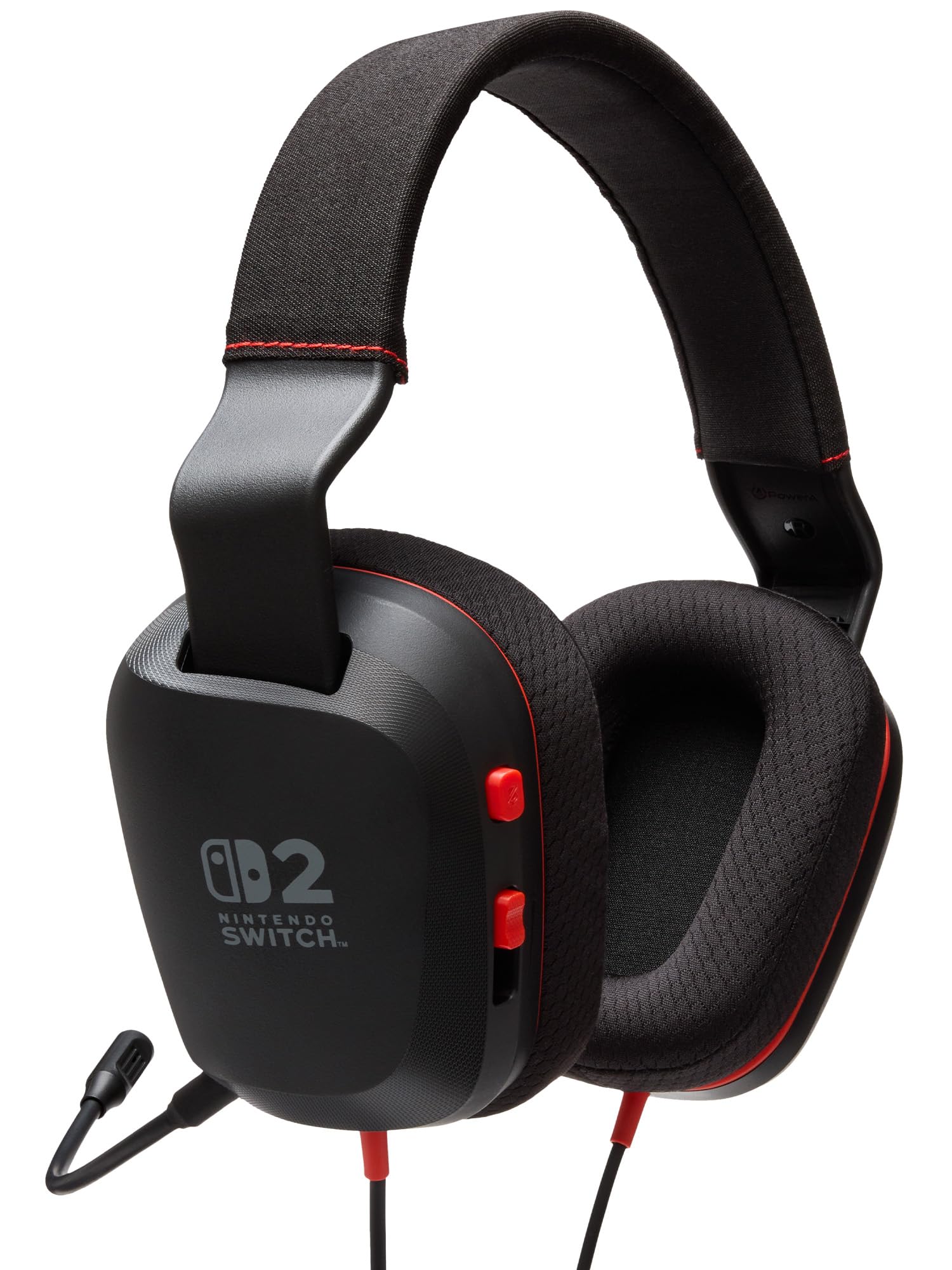 PowerA Przewodowy zestaw słuchawkowy stereo do Nintendo Switch 2 - czarny, oficjalnie licencjonowany, 50 mm Crivers, odłączany mikrofon wysięgnika, sterowanie nauszne, gniazdo 3,5 mm, kompatybilny z