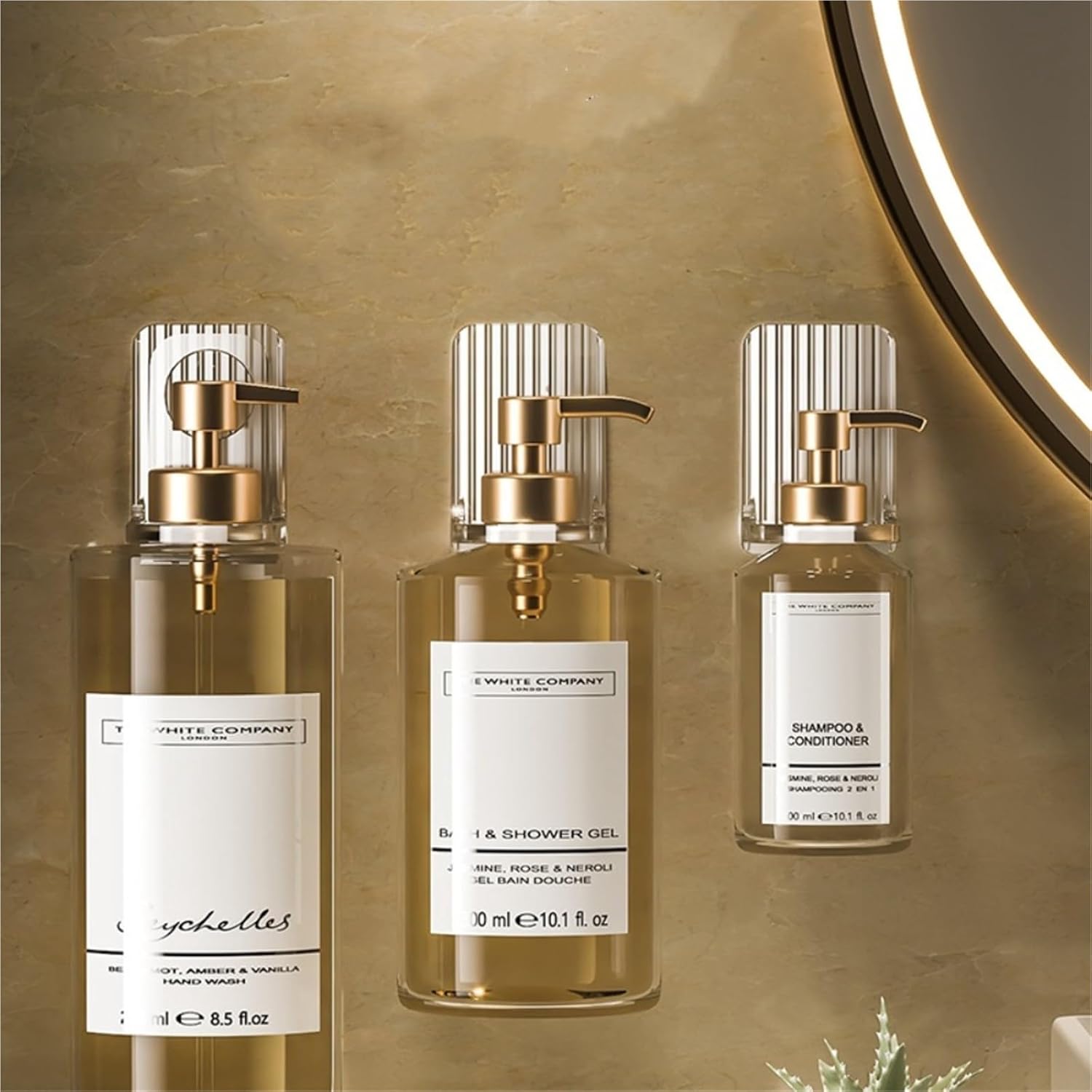 Wall Mounted Shower Gel Bottle Rack Non-Rust Adjustable Shampoo Holder Black/Grey/White Stainless Steel(Golden-)