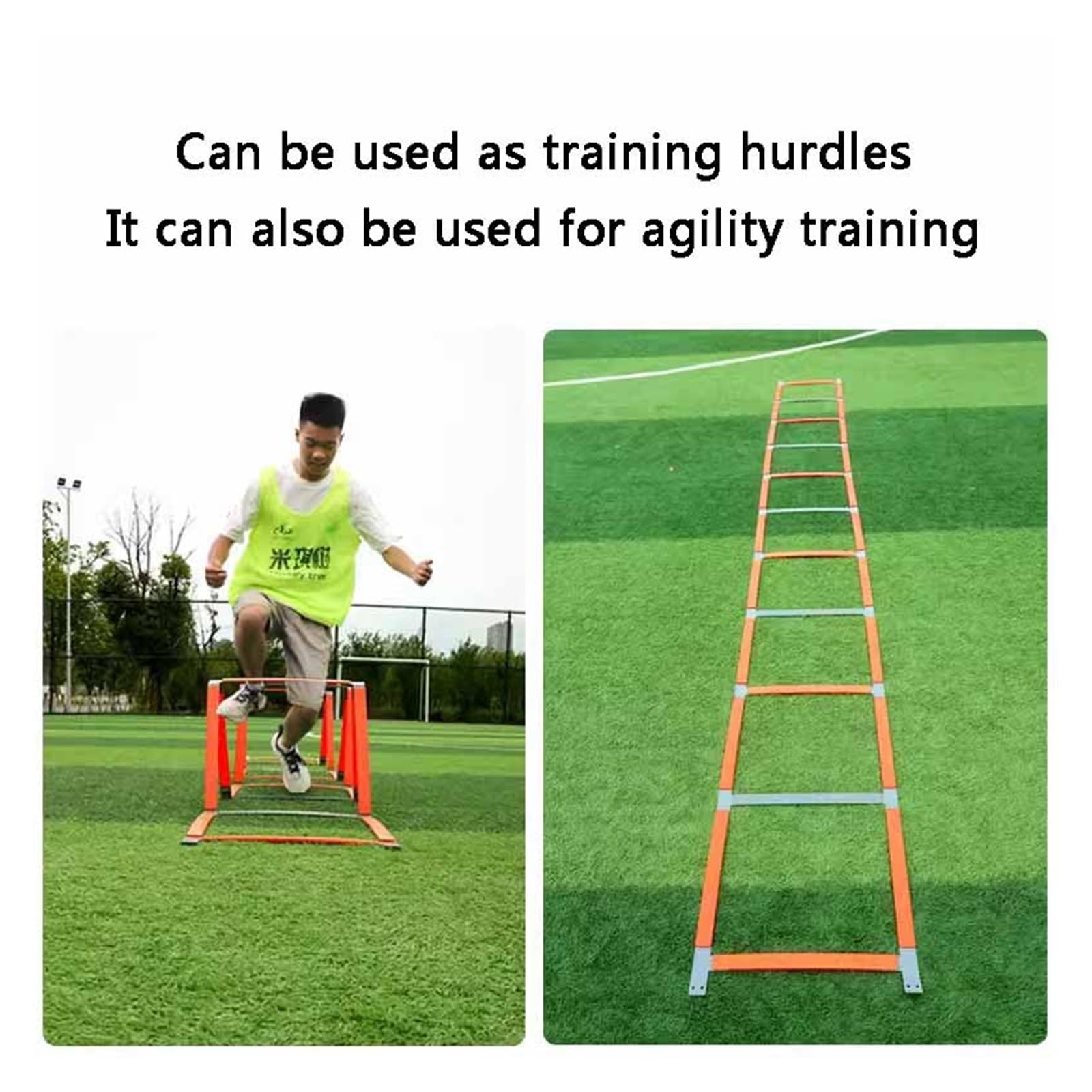Échelle D'agilité Pliable RVUEM - Haies Légères, 40x40 Cm Par Case - Pour Entraînement Football, Basket, Athlétisme