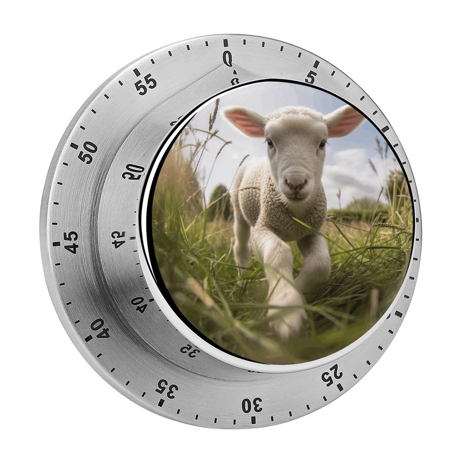 Adfgyerh Style Sheep Running On Grass Timer For Cooking, Kitchen Timer Magnetic No Batteries Required, Mechanical Timer With Loud Alarm, For Fitness Baking Exercise Oven