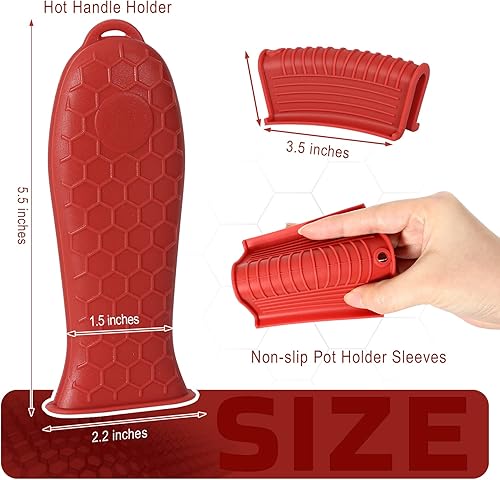 Miniatura 4 de Joyhalo Cubierta de mango de hierro fundido, paquete de 6 cubiertas de mango de sartén de hierro fundido, cubiertas de mango de olla resistentes al