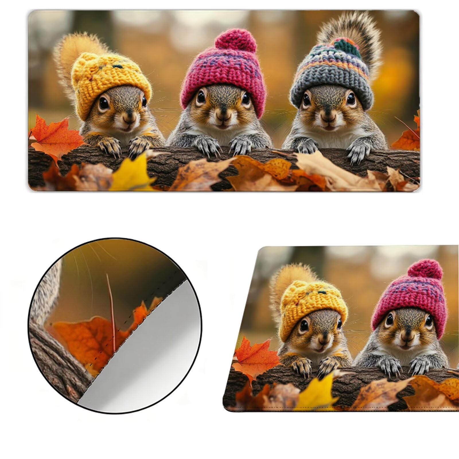 Podkładka pod mysz XXL 1200x600x3mm wiewiórka podkładka pod mysz podkładka pod mysz jesień poprawia precyzję i szybkość, wodoodporne antypoślizgowe, szyte krawędzie, akcesoria do gier, komputer
