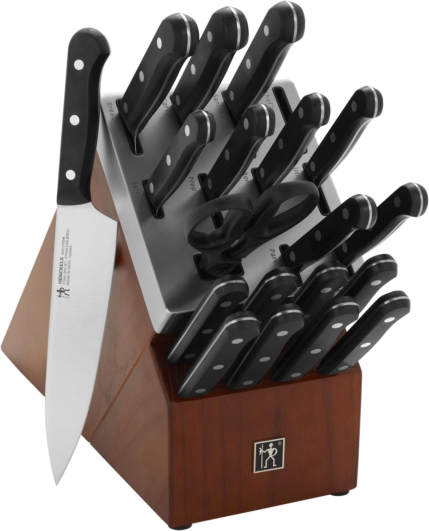 Solution Razor-Sharp 20-pc Knife Set, Chef Knife, Bread Knife, Steak Knife, German Engineered Informed by 100+ Years of Mastery