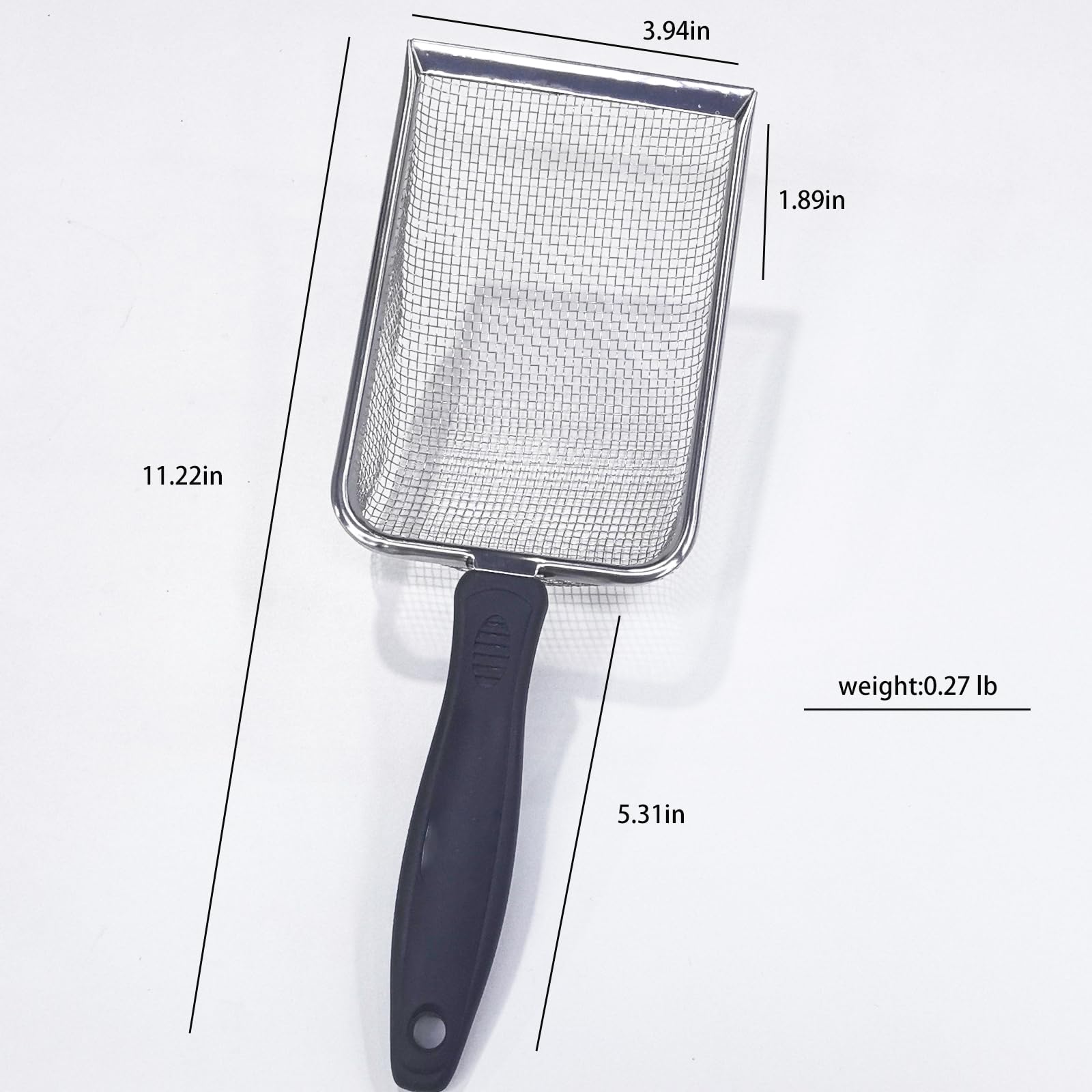 Cuchara de arena para gatos, pala de arena para gatos con malla de acero inoxidable, cuchara de agujero de 2,8 mm para arena de gato, arena de gallinero, arena de playa