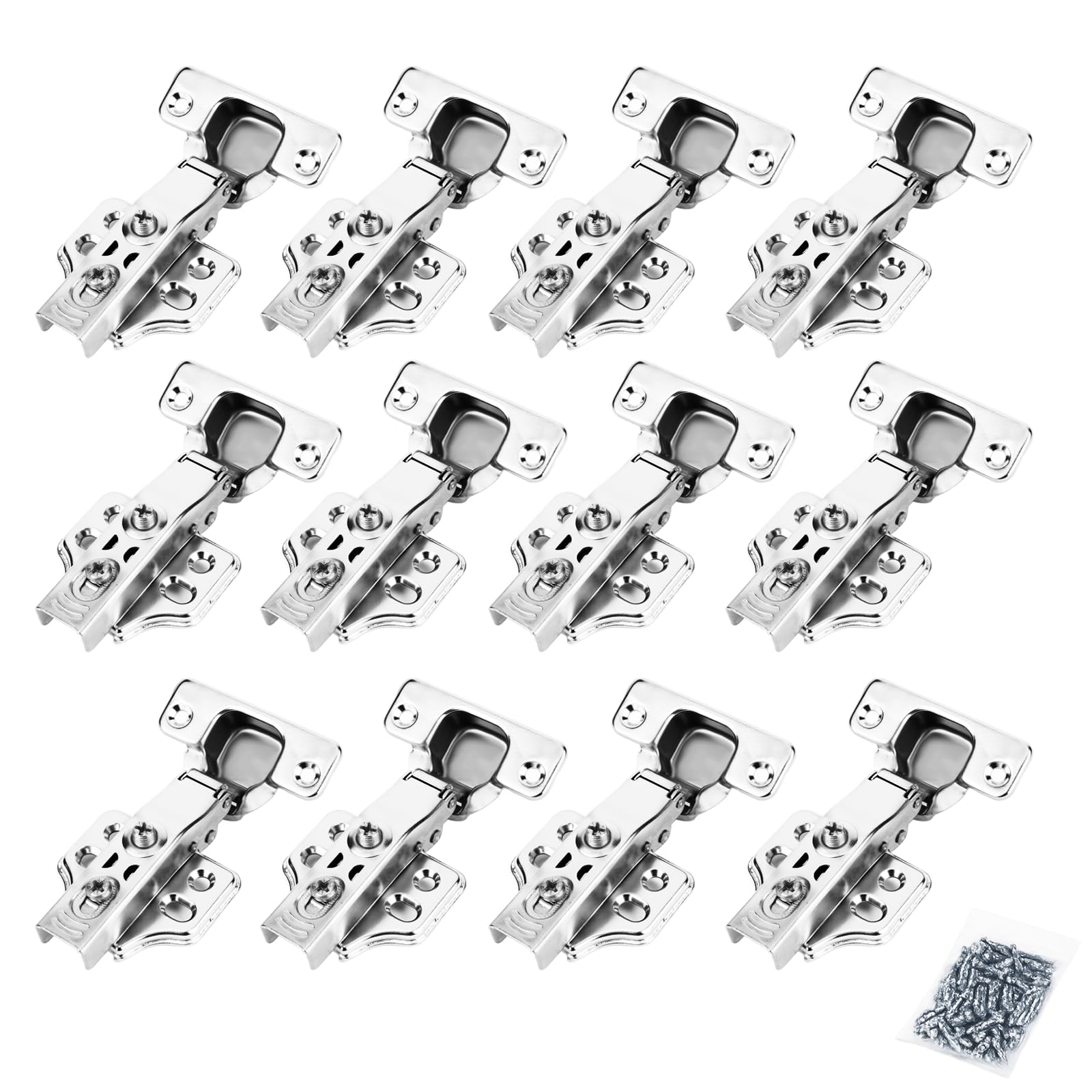 FitRepa Cabinet Hinges, 12 Pack Kitchen Cupboard Hinges Overlay Mute Door Hinge, Stop at 45°-105°, Self Closing