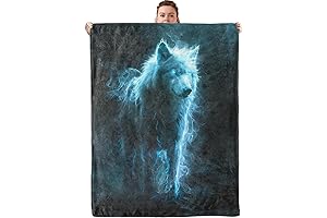 Glowing Spirit Wolf Throw Blanket Gift
