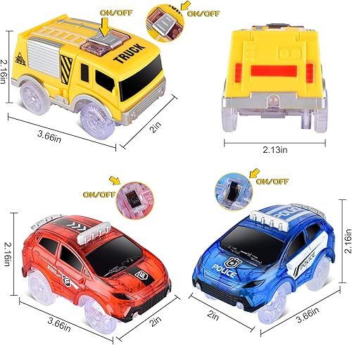 Miniatura 2 de Coches de repuesto solo para autos de juguete iluminados con 5 luces LED intermitentes juguetes de carreras accesorios de pista compatibles con