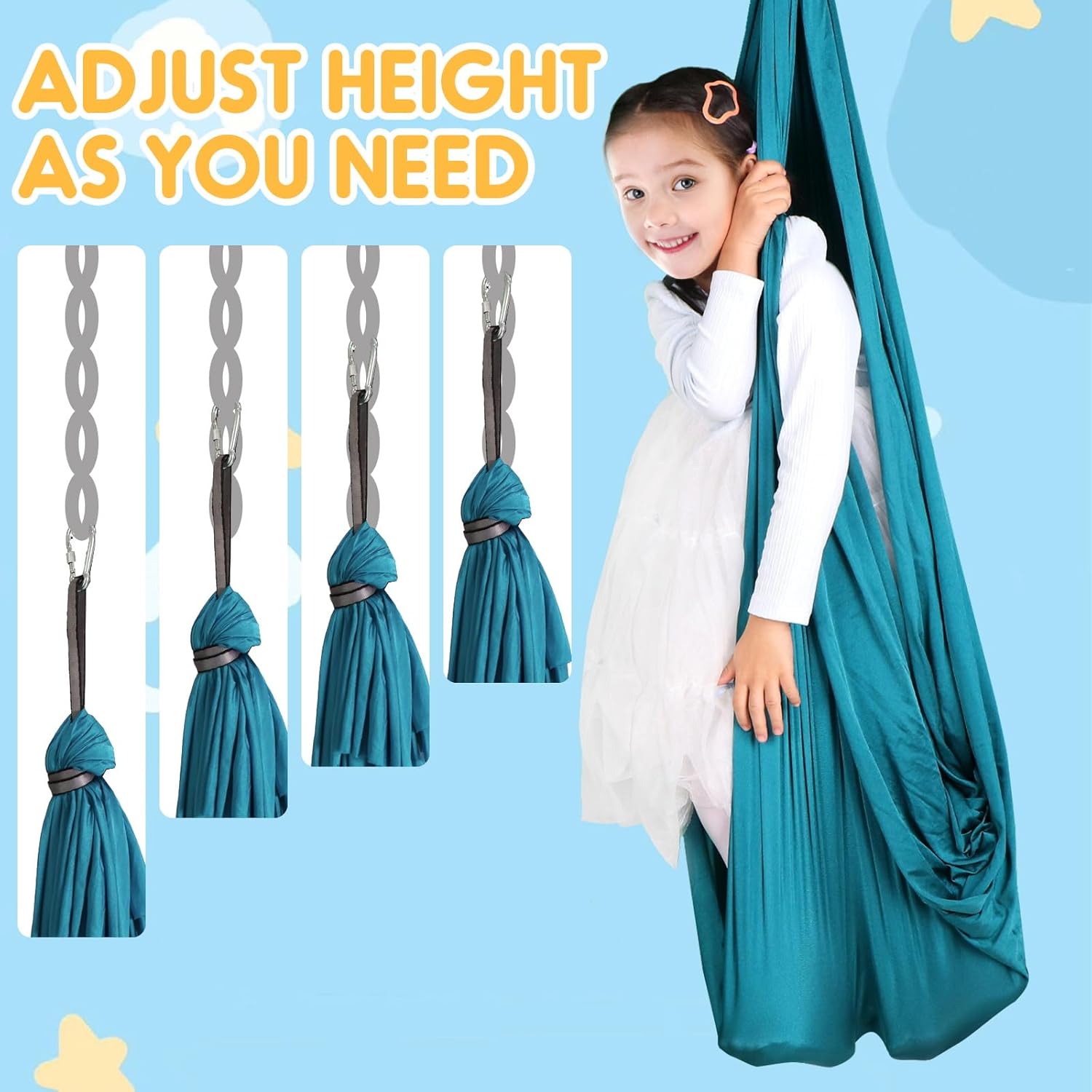 Chihee Sensory Swing Therapy Swing Hammock Indoor Outdoor for Kids, Hardware Included, Soft Breathable Nylon Cuddle Swing Joy Hammock for Child Adult with Autism, ADHD, Aspergers, Sensory Integration